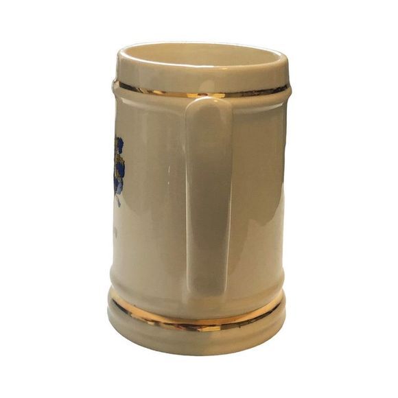 CERAMIC BEER MUG Made in USA Family Crest “Martin” Crest 22k Gold Band Trim - Picture 3 of 8
